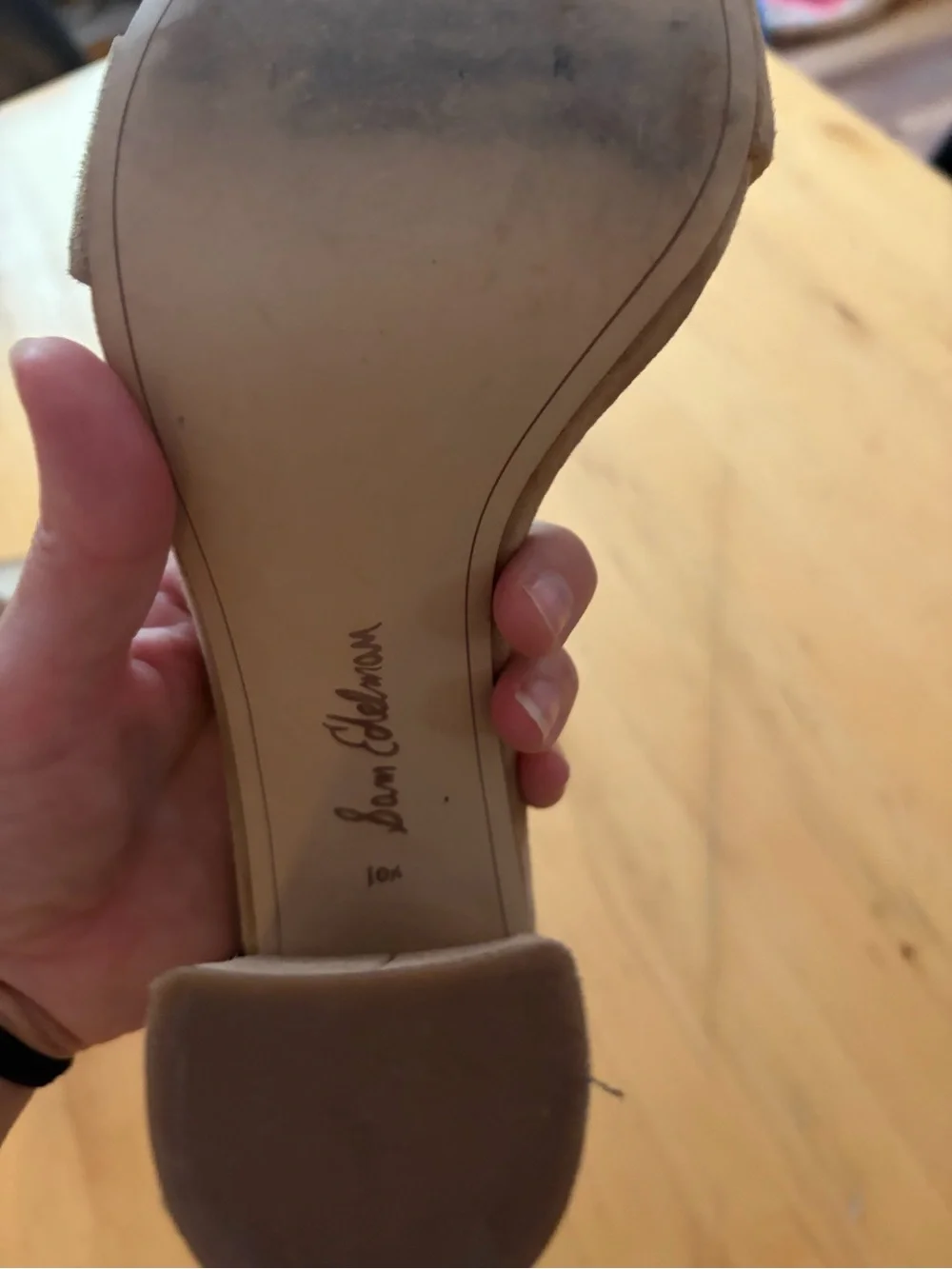 Sam Edelman Suede Ankle-Strap Block Heel in Taupe